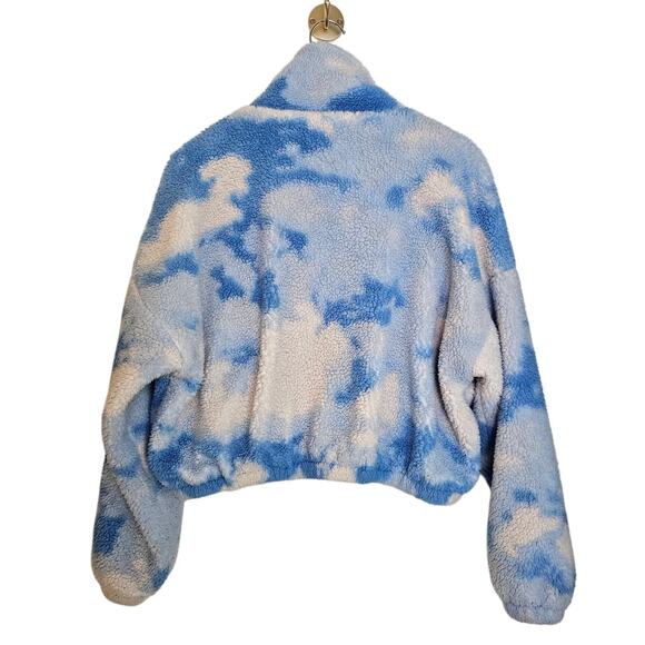 Urban Outfitters Olivia Blue Cloud Sherpa Fleece Jacket Cropped Size Small - Picture 3 of 11